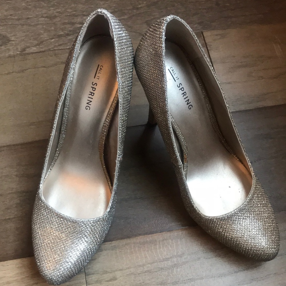 Gold sparkly heels